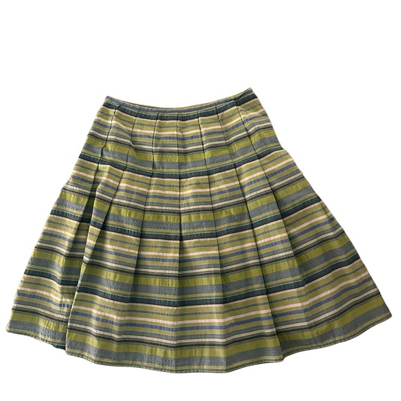 Worthington Women's Pleated Blue & Green Striped A-Line Skirt, size 6 - Picture 1 of 6